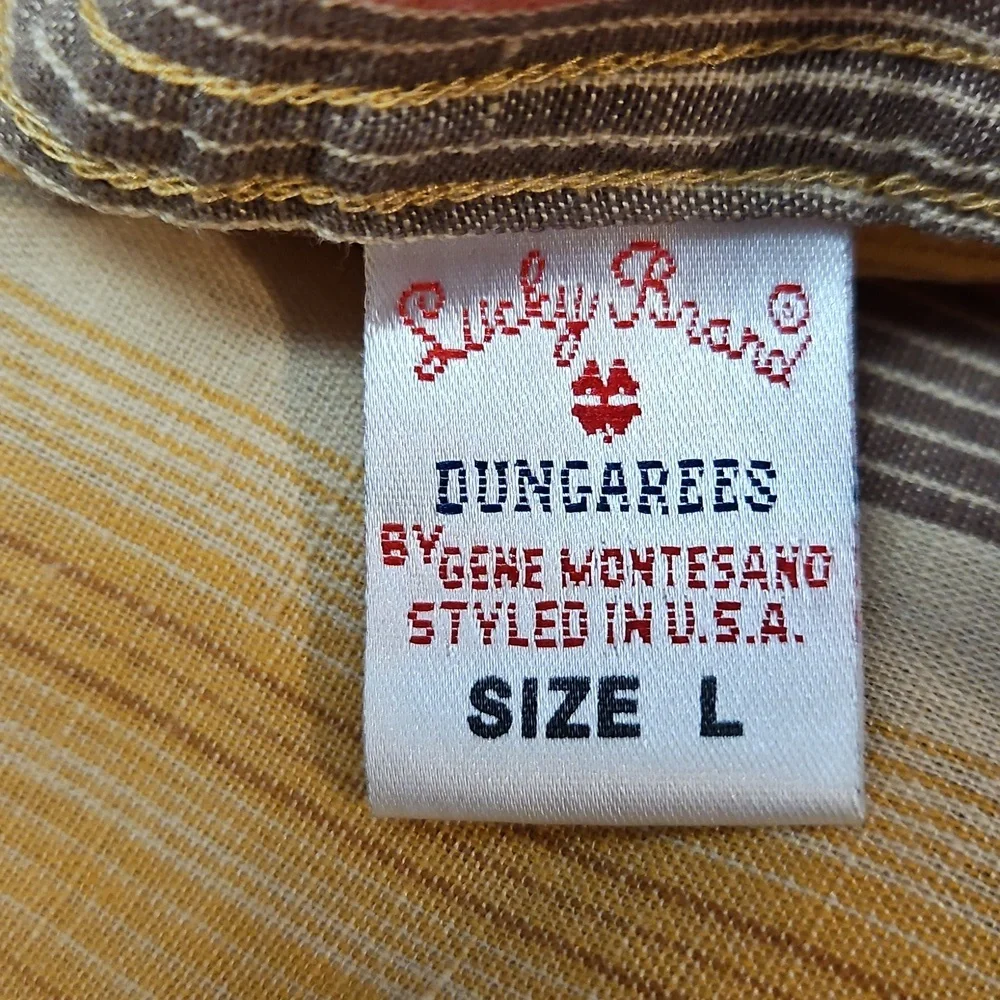 Lucky Brand Short Sleeve Button Up Shirt Linen Blend StripesMen's Large - Picture 4 of 15